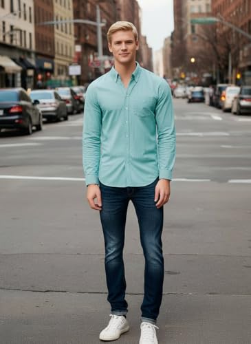 Image of Cotton King Mens Shirts | 100% Cotton Long Sleeve Shirts for Men | Button Down Shirt Men | Oxford Mens Dress Shirt