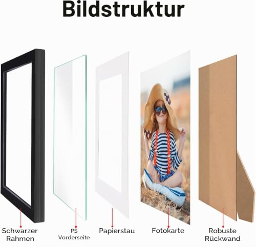 EXYGLO 4er Set Bilderrahmen 10x15 cm mit Passepartout oder 13x18 cm ohne Passepartout… – Ansicht 3