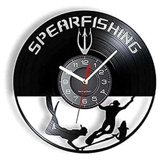 Reloj de pared 12 ''Relojes decorativos de cuarzo silenciosos que no hacen tictac Reloj de pared moderno de apnea Pesca submarina Reloj de pared retro Disco de vinilo Reloj de pared artesanal Submarin