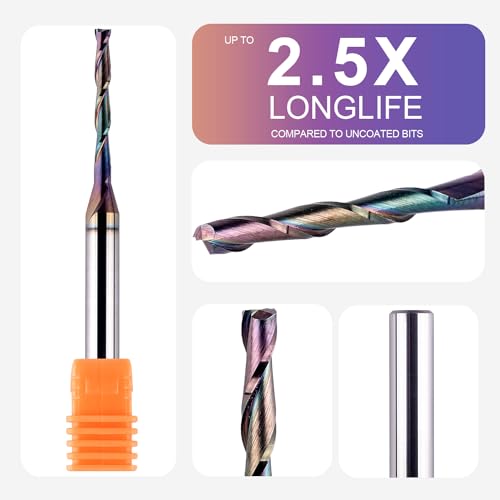 Image of SpeTool Upcut Spiral Router Bit 1 /8 Inch Cutting Diameter 1 /4 Inch Shank, Extra Long 3 Inch Extreme Tool Life Coated Solid Carbide CNC Wood Plunge Router Bits