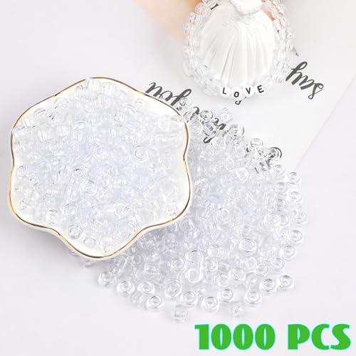 Image of 1000Pcs Pony Beads Bracelet 9mm Clear Plastic Barrel Pony Beads for Necklace,Hair Beads for Braids,Key Chain,Jewelry Making (Crystal)