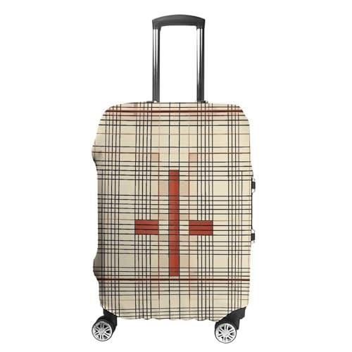 Travel Luggage Cover Spandex Suitcase Protector Washable Baggage Covers Red Block Pattern Elastic Scratch-Resistant Luggage Cover Protector Fits 18-32 Inch Luggage