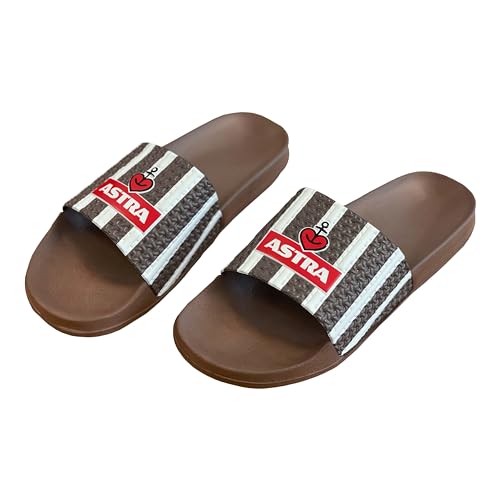 ASTRA FC St. Pauli Traditionsschlappen Badelatschen Slipper Dusch- und Badeschuhe braun-weiß gestreift (braun-weiß EU Schuhgrößensystem Erwachsene Numerisch M 41)
