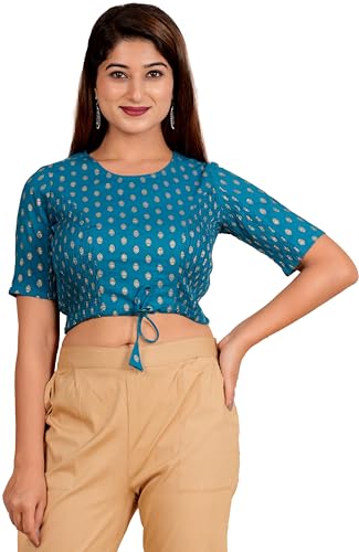 Image of Yash Gallery Women's Cotton Zig-Zag Printed Regular Regular Fit Short Sleeve Blouse