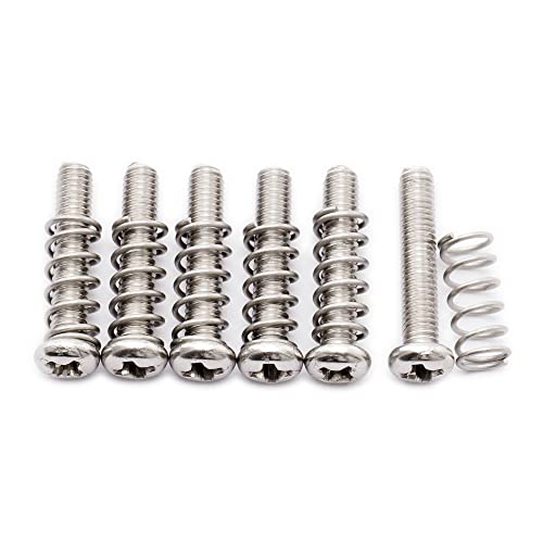 Musiclily Pro Metric M3x16mm Stainless Steel Saddle Intonation Screws and Springs Set for Import Strat Style Electric Guitar Tremolo Bridge,Original Color (Set of 6) - Image 4