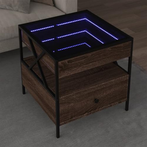 Table basse avec LED Infinity multifonction à tiroir