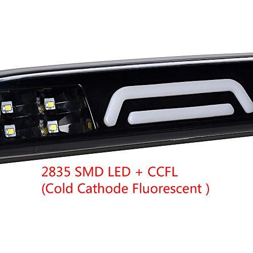 High Mount Dual Row LED 3rd Third Brake Light Assembly Tail Lamp Smoke Lens Compatible with 99-16 Ford F-250 F-350 F-450 F-550 Super Duty Mazda B2300 B2500 B3000 B400 - Thumbnail 4