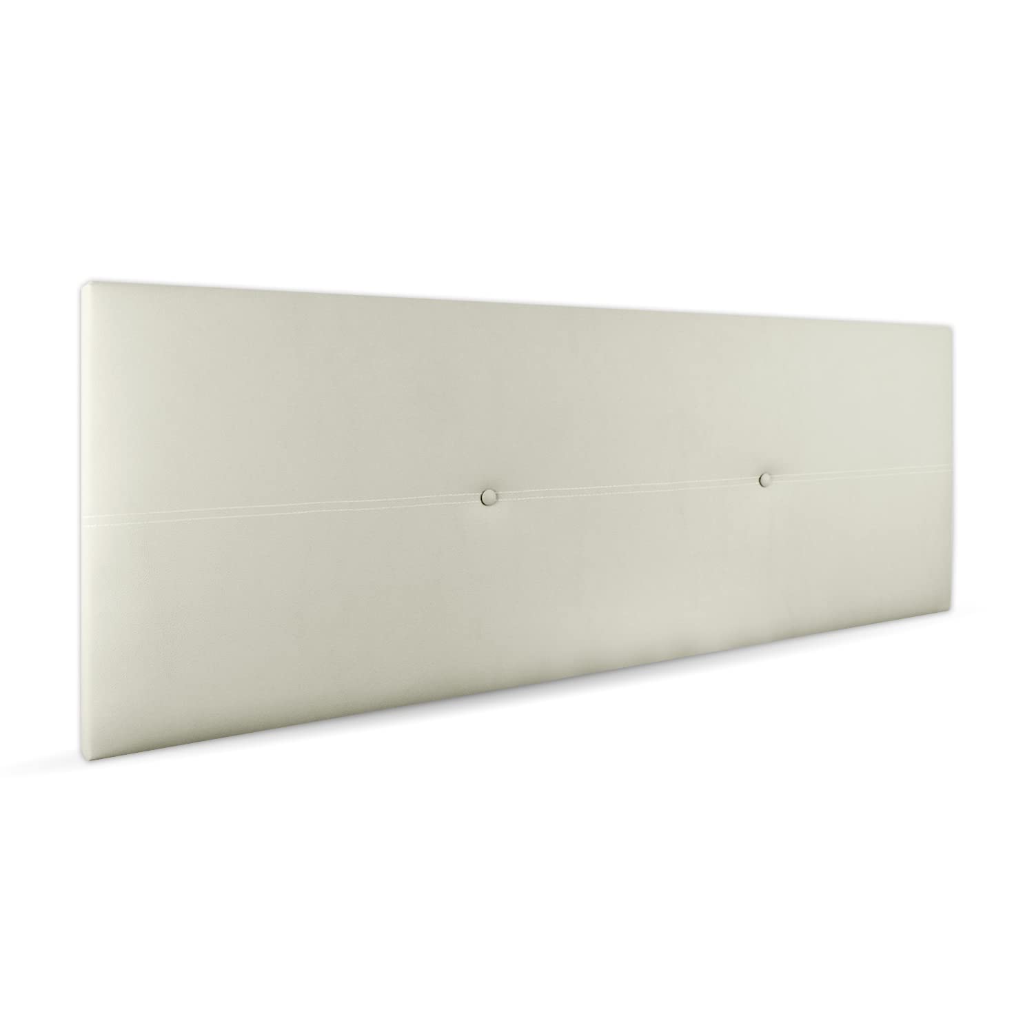 El Herrero Tete de Lit CABECERO TAPIZADO EN Polipiel a Mano. Doble Costura con Botones. Producto Español (Blanco Roto, para Cama de 180cm (190 x 50 x 5))