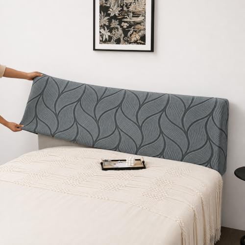 Image of HOMETHREADS Stretchable Velvet Headboard Cover | Soft, Dust-Proof & Wrinkle-Resistant Bed Back Protector | Fits Leather, Wooden & Fabric Bedsides | for 3ft to 3.5ft Beds (Grey Dark Grey, 90x65Cm)
