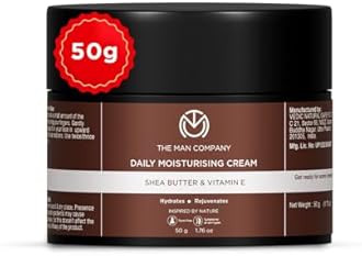 The Man Company Non-Sticky Daily Moisturizing Cream for Dry Skin | Moisturizes & Hydrates with Shea Butter, Vitamin E & Coco Butter | Face Moisturizer For Man - 50gm