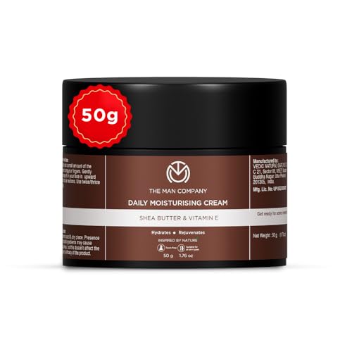 The Man Company Non-Sticky Daily Moisturizing Cream for Dry Skin | Moisturizes & Hydrates with Shea Butter, Vitamin E & Coco Butter | Face Moisturizer For Man - 50gm