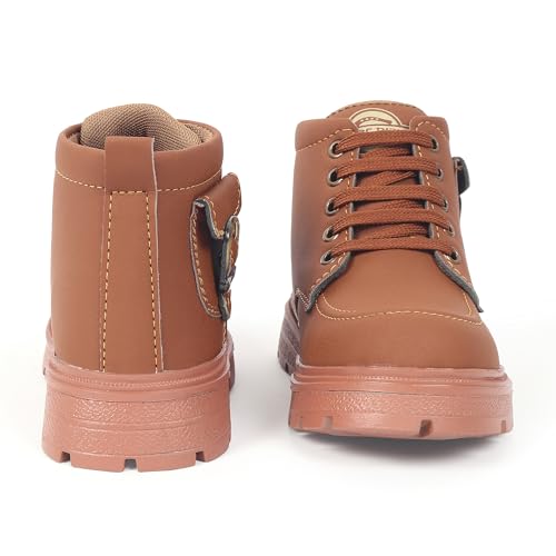 Image of Freeplay Kids Boys Lace-Up Ankle Boots with Buckle Strap | Stylish Casual Outdoor Boots | Anti-Slip Durable Sole | Comfortable Fit | Black, Blue, Green, Tan