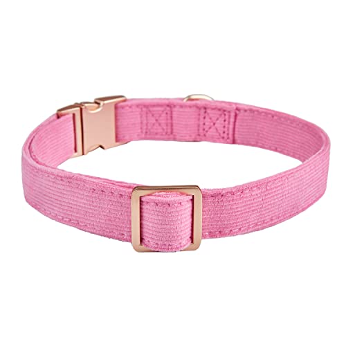 Petiry Soft Dog Collar with Safety Metal Buckle Adjustable Durable Comfort Velvet Corduroy Dog Collars for Medium Dogs,Pink,Neck 31-49cm - Image 3
