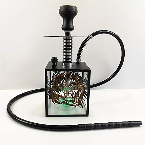 HCDMRE Arab Luxury Extreme Serie 035: 15,7"Schlauch Shisha Combo Kit Set, Shisha Pipe Acryl Basismetall Material Rauchen Wasserpfeife Bong mit LED-Licht