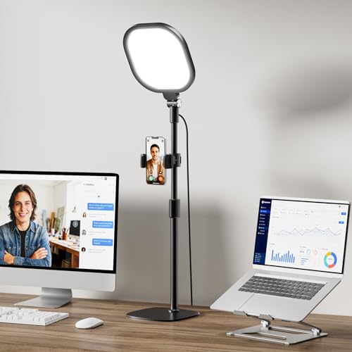 Video Conference Lighting for Zoom Meeting, Ring Light for Desk with Flexible Stand, 30 Light Modes Light for Video Recording, Desk Light & Memory Function for Zoom Calls, Video Streaming, Webcam