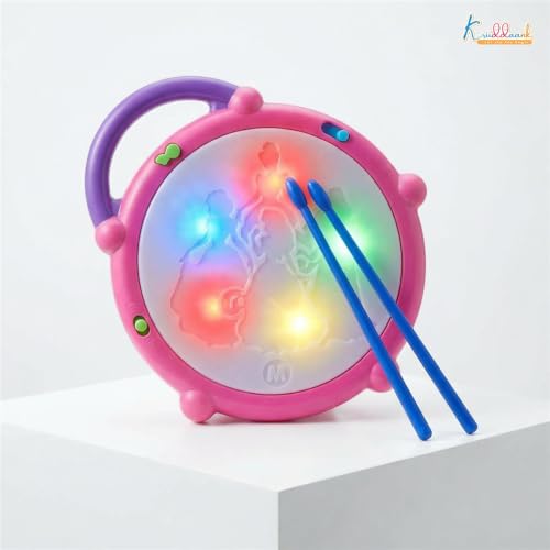 Image of Disney Princess Flash Drum Toy for Girls - Musical Light-Up with 3D LED Lights, 9 Songs &Sounds, 3 Modes - Interactive Educational Toy|Birthday Gift for Kids Aged 3+ Years (Pink)