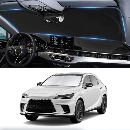 Custom Fit Lexus RX Windshield Sunshade for 2023-2025 2026 RX 350 RX 350 F Sport RX 350L Accessories Front Window Shades Cover for Windshield Sun Visor Protector 210T Foldable Shade Blocks UV Rays