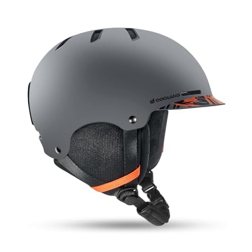 Odoland Casco de Esquí y Snowboard para Hombres Mujers, Casco de Seguridad Deportes con Ventilación y Orejeras Desmontable para Esquiar Snowboard Gris L (59-63 cm)