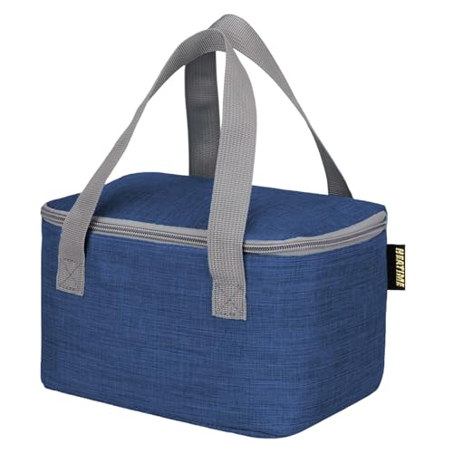 YUMINGUHC 6 Can/4L Lunch Bag Men Women Square Lunch Box Small Cooler Bag Soft Collapsible Insulated Thermal Tote for Adults Work Travel Daytrip Food Drink Cool Bag (Navy Blue)