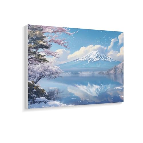 数字油絵 ラッセン 富士山の冬景色 デジタル油絵 数字キットによる絵画 DIY絵 手塗り 美しい日本の風景写真 美しい自然の風景 数字キット塗り絵 壁飾り ホーム オフィス装飾 数字塗り絵 手工芸 初心者 大人 子供 贈り物 40×30cm