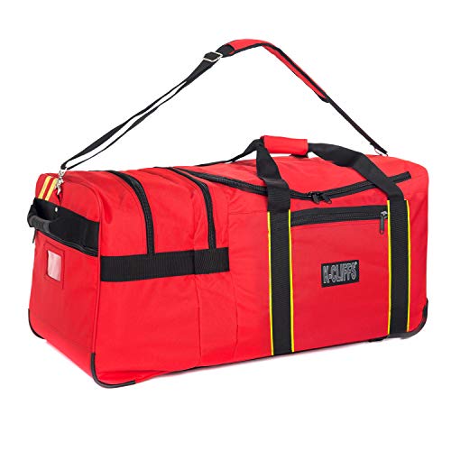 Rolling Firefighter Gear Bag Fireman Equipment Duffel with Wheels Paramedic Wheeled Travel Bags Helmet Pocket
