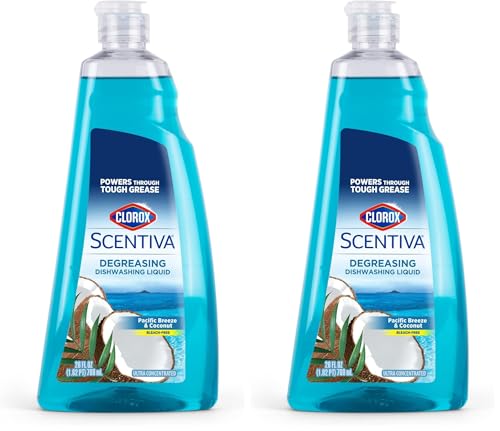 Image of Clorox Scentiva Dishwashing Liquid Soap | Smells Great and Cuts Through Grease FAST | Quick Rinsing Formula Washes Away Germs | A Powerful Clean You Can Trust, Pacific Breeze & Coconut, 26 Oz