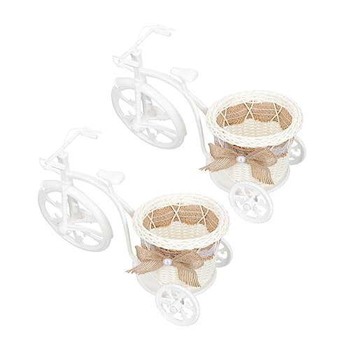 RORPOIR 2Pcs Bicycle Woven Flower Basket Creative Handmade Rattan Storage Basket for Floral Arrangements Rustic Decor for Weddings and Home Decoration
