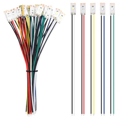 YIXISI 25 Pezzi 17mm Pre Cablato Striscia LED SMD, 2835 SMD LED, Modellismo LED, Luce Autoadesiva 12-18V, Bianco/Rosso/Giallo/Blu/Verde