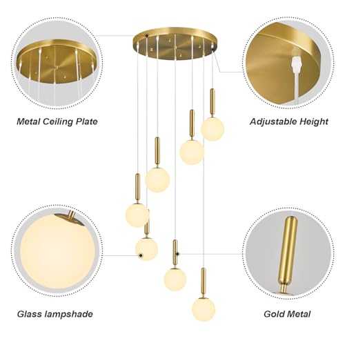 Image of Modern Gold Pendant Lights Kitchen Island 5-Lights Hanging Fixture