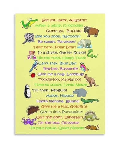 Póster de animales divertido en lienzo enmarcado de 20x30cm para decoración infantil