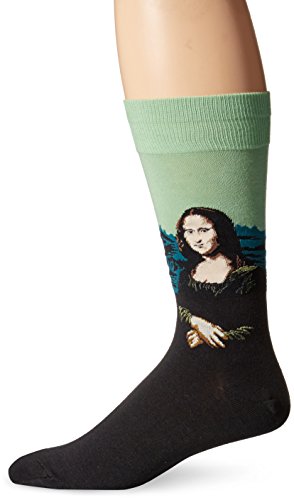 Hot Sox Men's Famous Artist Series Novelty Crew Socks, Mona Lisa (Seafoam), Shoe