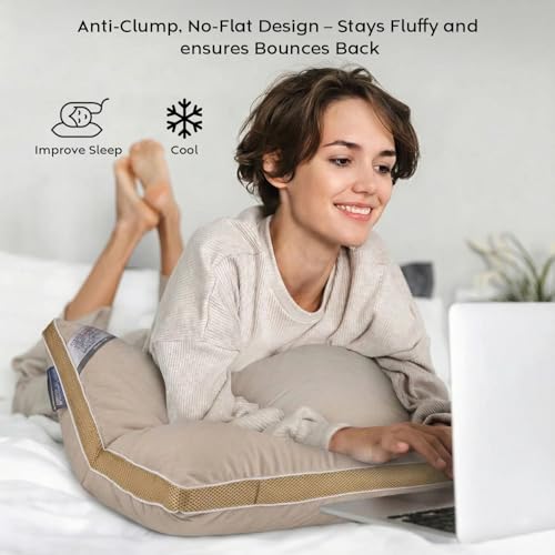 Image of AYKA Premium Microfiber Pillow for Sleeping | Super Soft & Fluffy Bed Pillow | 100% Virgin Microfiber Filling | Breathable | Ideal for All Sleeping Positions | 17x27 Inch | Beige | Pack of 4