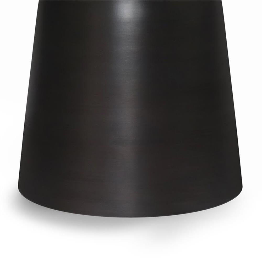 Small Boho End Table for Living Room, Round Accent Bed Side Table for Small Spaces, Narrow Metal Nightstand for Bedroom, Unique Rustic Circle Telephone Table for Sofa Side and Office, Black Copper