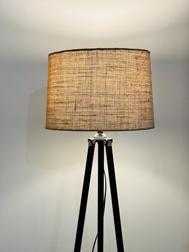 F N Finautica Wooden Italian Wooden Crafter Standard Size Tripod Floor Lamp with Jute Shade, Bulb and Holder, Pack of 1 LED