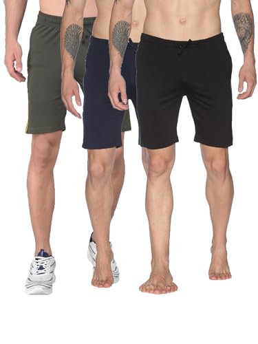 Image of Dollar Cotton Rich Fabric Solid Men's Shorts | Contrast Piping | One Side Zipper Pocket with Embossed Branding | Self Waistband with Drawcord | Wide Array of Attractive Colours