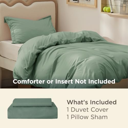 Image of Bedsure Twin /Twin XL Duvet Cover, Double Brushed Bedding Set, Sage Green | For Kids & Adults, 68 inchx90 inch Comforter Cover, Hotel Luxury, All Season, Breathable, Easy Care, Lightweight, Zipper Closure