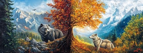 Bimkole 5D 大きい ダイヤモンドアート クマ ダイヤモンドアート キット 絵画 オオカミ クロスステッチ フルドリル クリスタル ラインストーン 刺繍 DIY アート クラフト ホーム ウォールデコ 30x40 cm