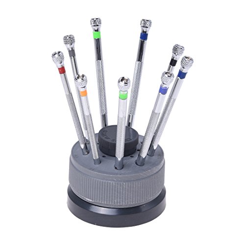 Droagoct kit met 9 Schroevendraaiers 9 Lame Reserve Base voor Horloges Horlogemaker Gereedschap