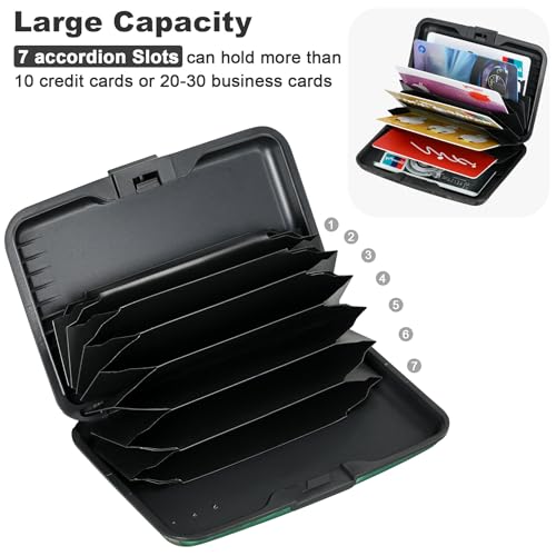 Image of ELFISH Mini RFID Aluminum Wallet Credit Cards Holder Business Card Case Metal ID Case for Men Women, Iris Flower 2#, 4.33 x 2.95 x 0.75 inches, Compact