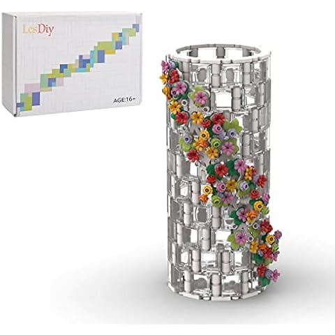 473Pcs Simulation White Translucent Vase Bottle Bricks Model Compatible with Flower Bouquet 10280, Building Blocks Small Particle Display Decoration Cover
