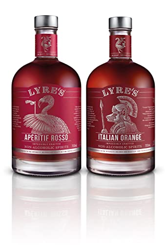 Lyre's Americano - Conjunto de cócteles sin alcohol (paquete de 2), Aperitif Rosso (estilo vermut dulce) y Italian Orange (estilo Aperitivo), Premium, 700ml x 2 Cover