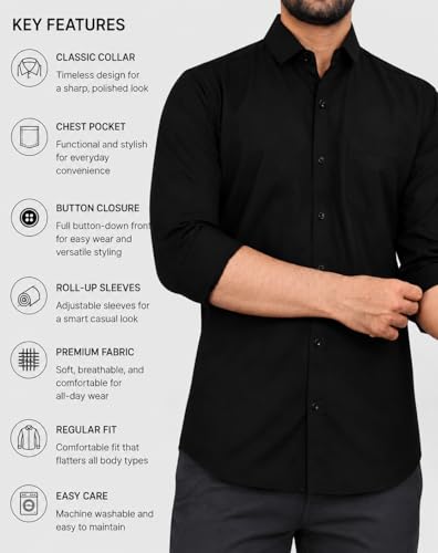 Image of CB-COLEBROOK Men's Casual, Regular Fit, Solid Colour, Lightweight, Button Down, Casual Wear, Shirt with Pocket. Suitable for Office & Casual Use