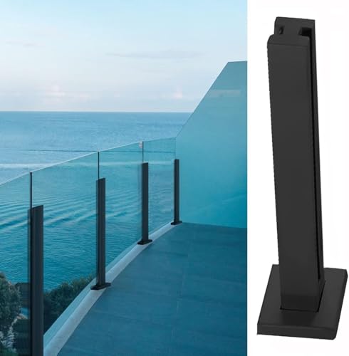 Pilier en acier inoxydable noir haut de gamme pour garde-corps en verre 105 cm