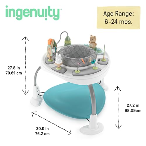 Image of Ingenuity Spring & Sprout 2-in-1 Baby Activity Center Jumper and Table with Infant Toys - Ages 6 Months +, First Forest