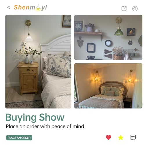 Image of Shenmoyl Vintage Wall Sconce with White Lily of the Valley Glass Shade Hanging Wall Sconce with 4.9FT Plug in Cord, Modern Wall Lamp Fixtures Decor for Bedside Bedroom Indoor Doorway