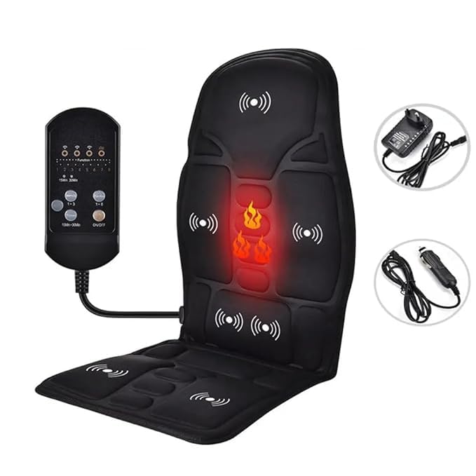 Mishrit Full Back Massager Sheet | Body Massage Chair Pad | Vibrator Massage Pads With Remote Controller | Pain Relief Massager Sheet With Heat Compression (Pack of 1), Black Mishrit Full Back Massager Sheet | Body Massage Chair Pad | Vibrator Massage Pads With Remote Controller | Pain Relief Massager Sheet With Heat Compression (Pack of 1), Black