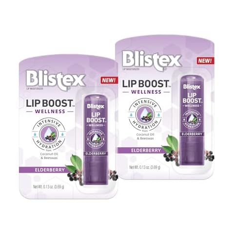 Blistex Lip Boost Wellness, Intensive Hydration from Coconut Oil & Beeswax, Elderberry Moisturizer (Pack of 2) Cover