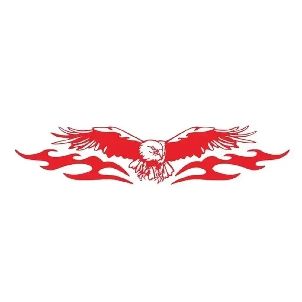 3pcs The Eagle Fire Totems Car Sticker DIY Hood Vinyl Decals Accessories Sports Wings Car Racing Stripes(Red,80X25CM)