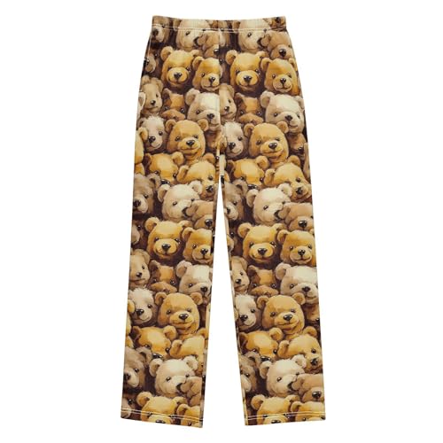 Pajama Pants Brown Bear Pattern Long Sleep Pants Lounge Bottoms