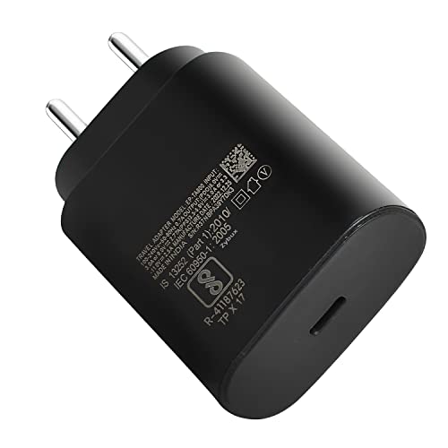 Image of 25W Super Fast Type C Mobile Charger Compatible with Samsung Galaxy F54 5G Cellular Mobile Phone Adapter USB Type-C Super Fast Charging Adaptor (25 Watt), Black
